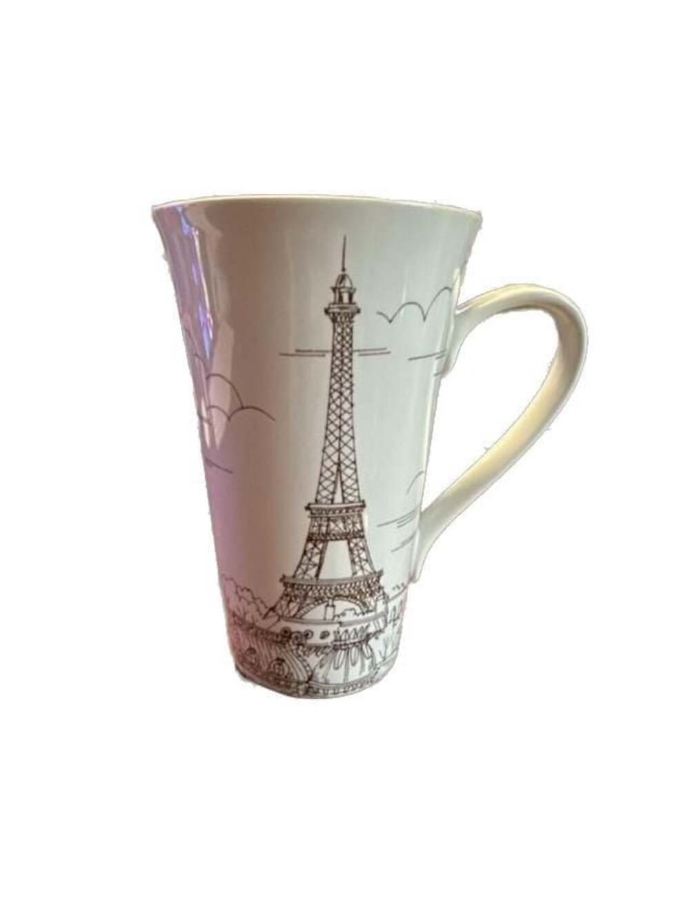 222 Fifth City Scenes Sepia Eiffel Tower Tall Porcelain Latte Mug